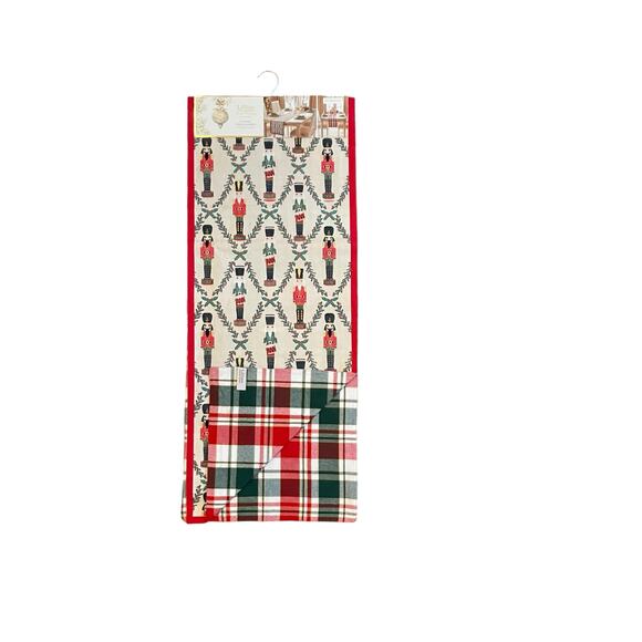 Lillian August Christmas Nutcracker Reversible Table Runner 14x72 Holiday Plaid - Picture 10 of 10